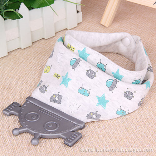 baby cute design Food grade baby bib silicone teething minky bib with teether